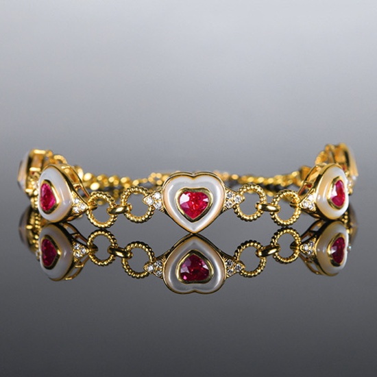 14k Gold 2.71 Ctw Natural Ruby & Diamond Bracelet