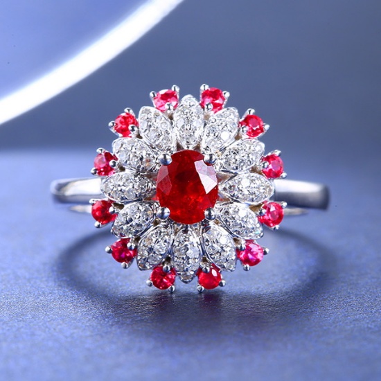 14k Gold 0.74 Ctw Natural Ruby & Diamond Ring