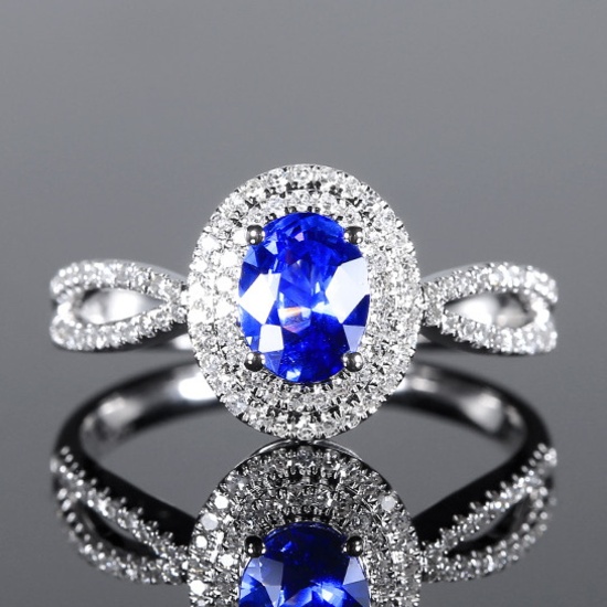 14k Gold 1.02 Ctw Natural Sapphire & Diamond Ring
