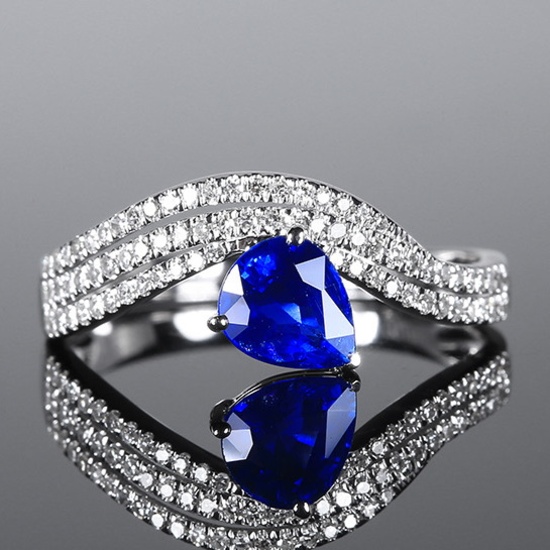 14k Gold 1.20 Ctw Natural Sapphire & Diamond Ring