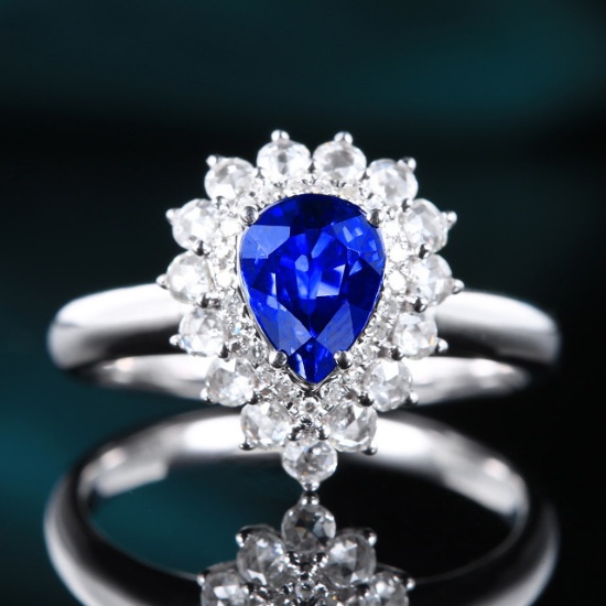 14k Gold 1.69 Ctw Natural Sapphire & Diamond Ring