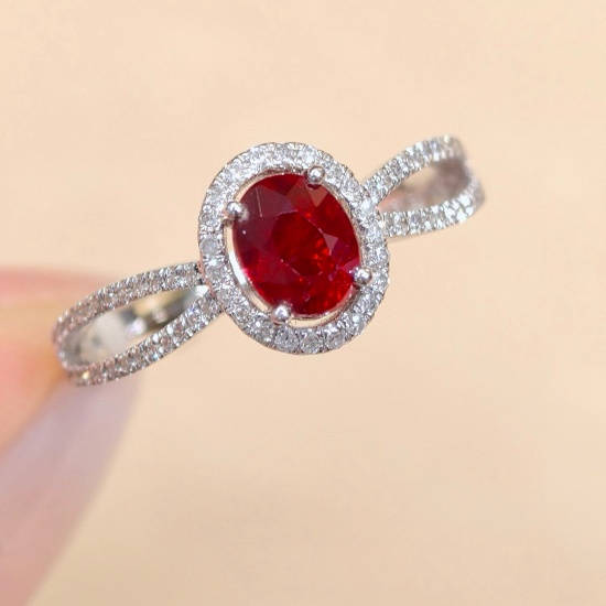 14k Gold 1.30 Ctw Natural Ruby & Diamond Ring