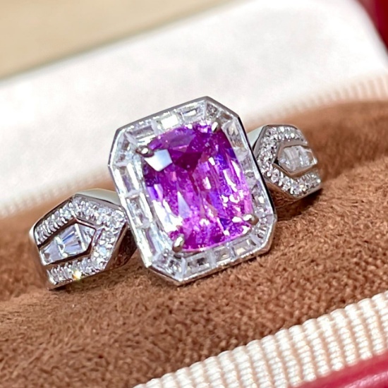 14k Gold 1.2 Ct Natural Sapphire & Diamond & Sapphire Ring