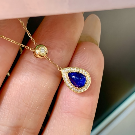 14k Gold 0.73 Ctw Natural Sapphire & Diamond Necklace