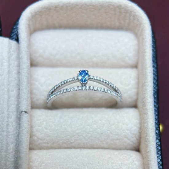 14k Gold 0.23 Ctw Natural Blue Diamond & Diamond Ring