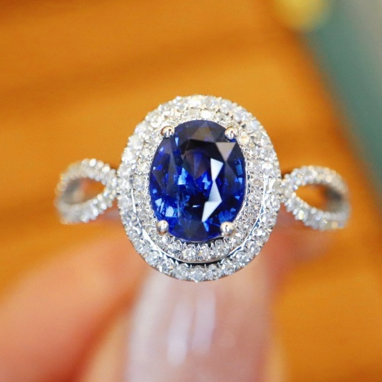 14k Gold 1.42 Ctw Natural Sapphire & Diamond Ring