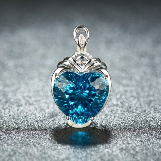 14k Gold 17.88 Ct Natural Topaz & Diamond Pendant( Without Chain )