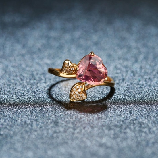 14k Gold 2.1 Ct Natural Tourmaline & Diamond Ring
