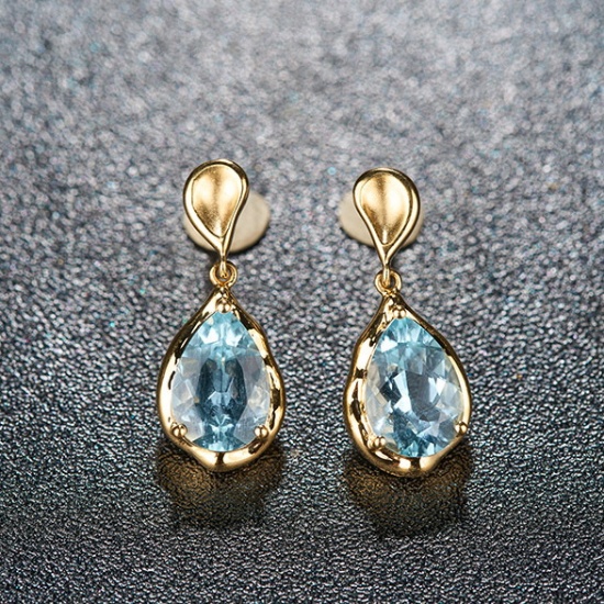 14k Gold 3.42 Ct Natural Aquamarine Earrings