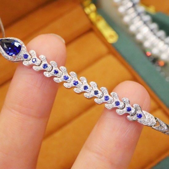 14k Gold 1.44 Ctw Natural Sapphire & Diamond Pendant( Without Chain )