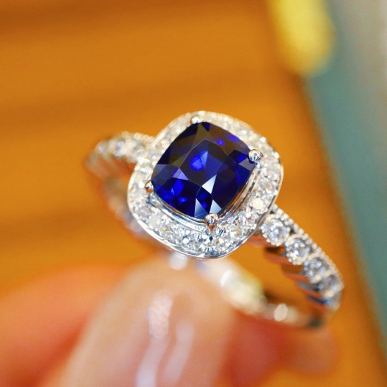 14k Gold 1.29 Ctw Natural Sapphire & Diamond Ring