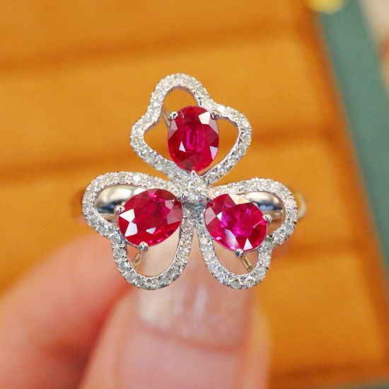 14k Gold 1.15 Ctw Natural Ruby & Diamond Ring
