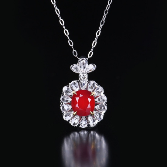 14k Gold 2.00 Ctw Natural Sapphire & Diamond Pendant( Without Chain )