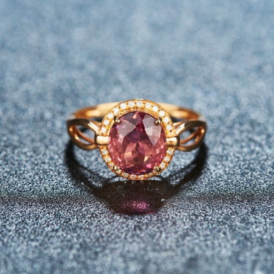 14k Gold 2.89 Ct Natural Tourmaline & Diamond Ring