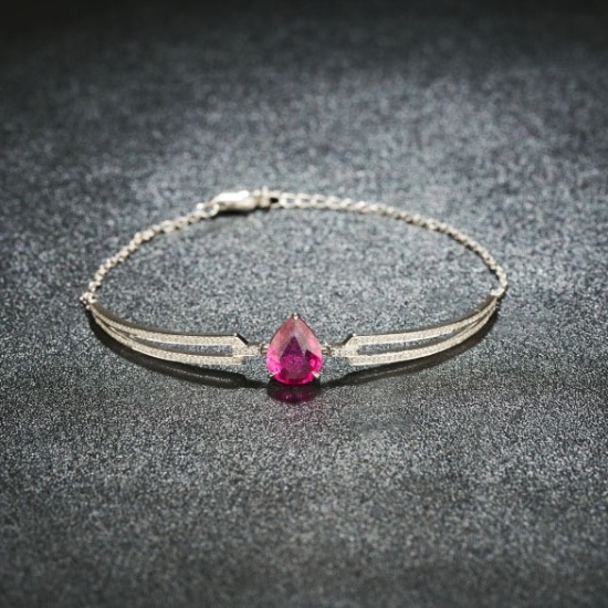 14k Gold 2.14 Ctw Natural Tourmaline & Diamond Bracelet