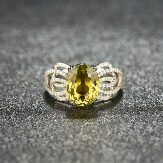 14k Gold 3.39 Ctw Natural Tourmaline & Diamond Ring
