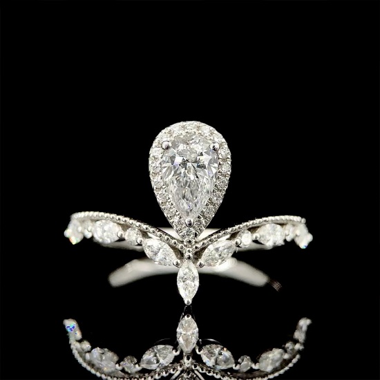 Gia Certified 14k Gold 0.50 Ct Natural J Vs2 Pear Diamond Ring