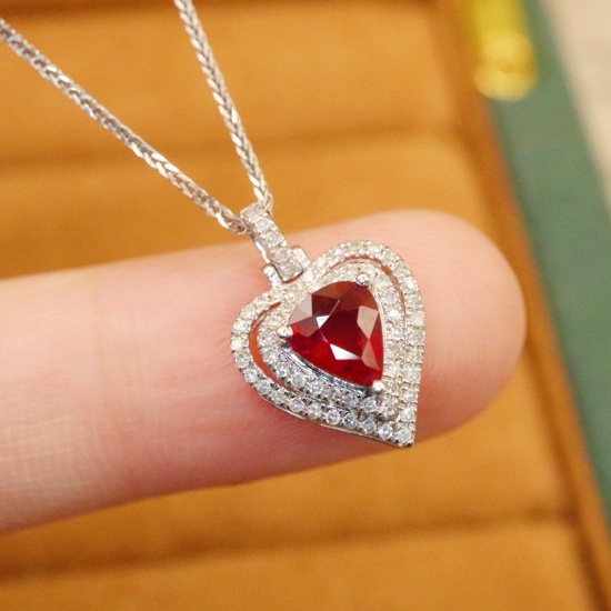 14k Gold 0.81 Ctw Natural Ruby & Diamond Pendant( Without Chain )