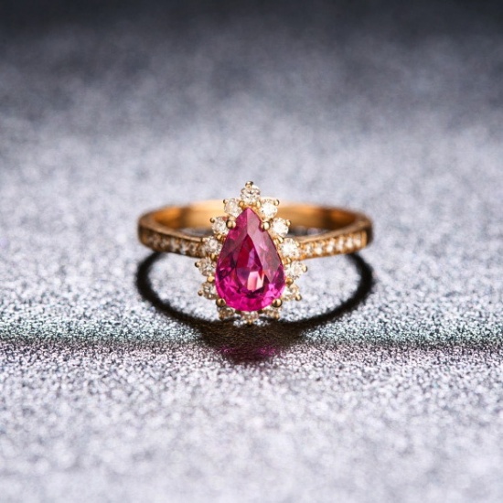 14k Gold 1.34 Ctw Natural Tourmaline & Diamond Ring