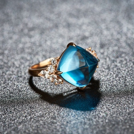 14k Gold 10.29 Ctw Natural Topaz & Sapphire Ring