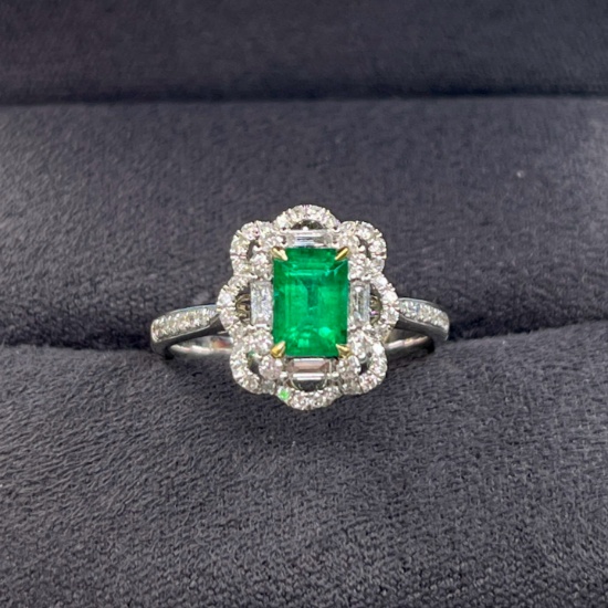 14k Gold 1.40 Ctw Vivid Green Natural Emerald & Diamond Ring/pendant( Without Chain )