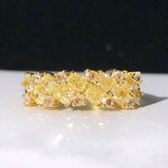 14k Gold 1.31 Ctw Natural Yellow Diamond & Diamond Ring