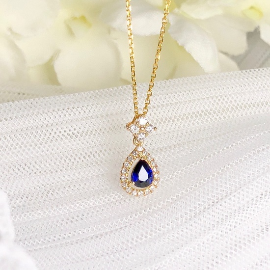 14k Gold 0.42 Ctw Vivid Blue Natural Sapphire & Diamond Pendant( Without Chain )