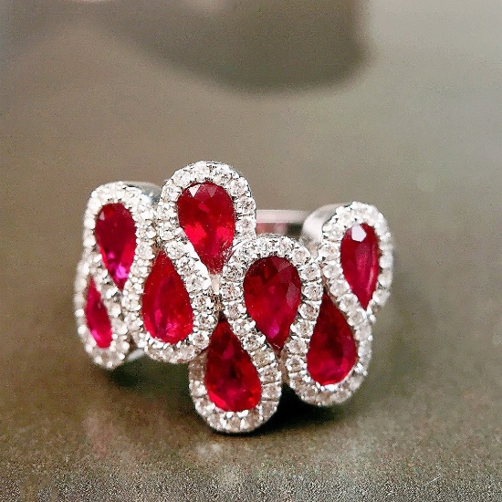 14k Gold 2.52 Ctw Natural Ruby & Diamond Ring