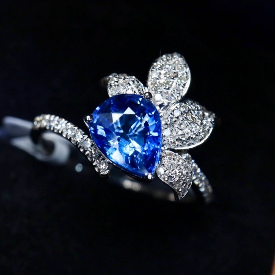 14k Gold 1.65 Ctw Natural Sapphire & Diamond Ring