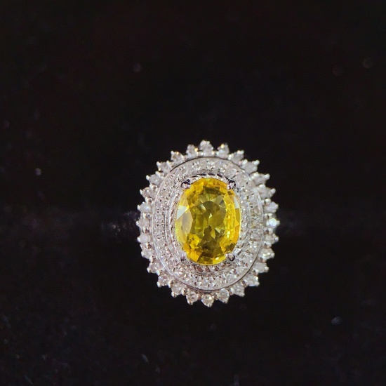 14k Gold 1.74 Ctw Natural Sapphire & Diamond Ring