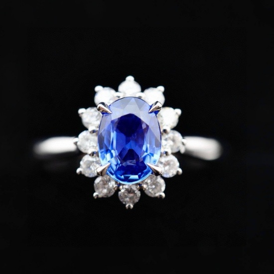 14k Gold 1.23 Ctw Natural Sapphire & Diamond Ring