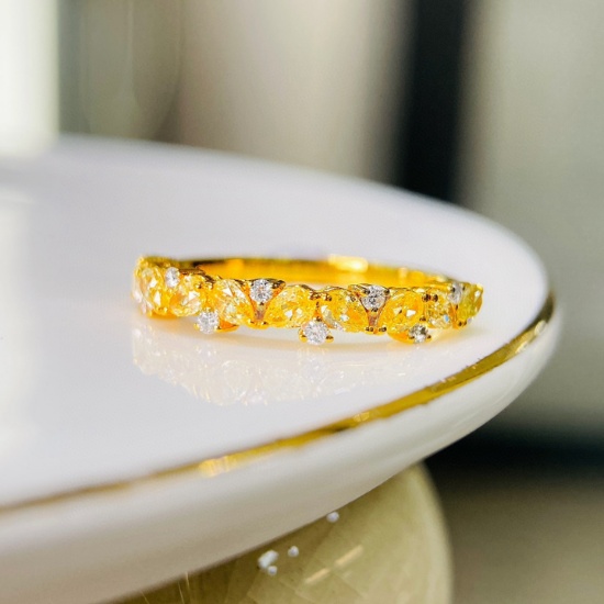 14k Gold 0.79 Ctw Natural Yellow Diamond & Diamond Ring