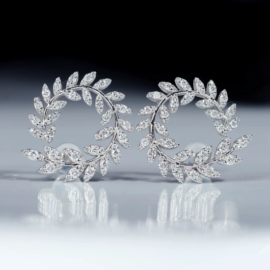 14k Gold 1.16 Ct Natural H Diamond Earrings
