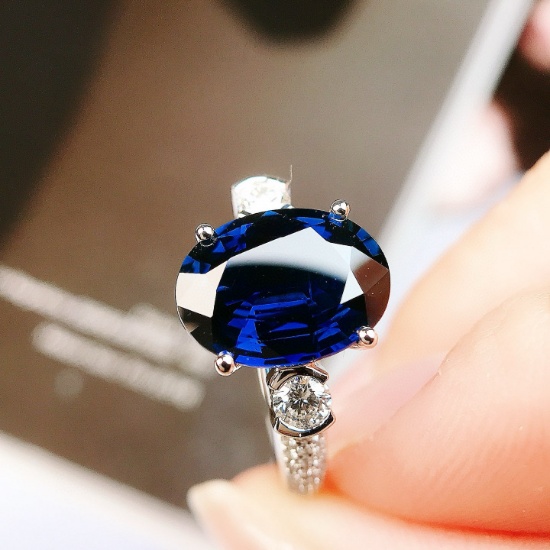 14k Gold 3.73 Ctw Natural Sapphire & Diamond Ring