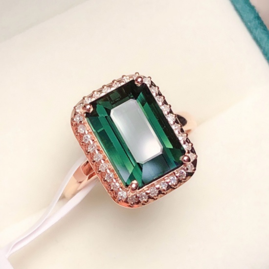 14k Gold 5.21 Ct Natural Tourmaline & Diamond Ring