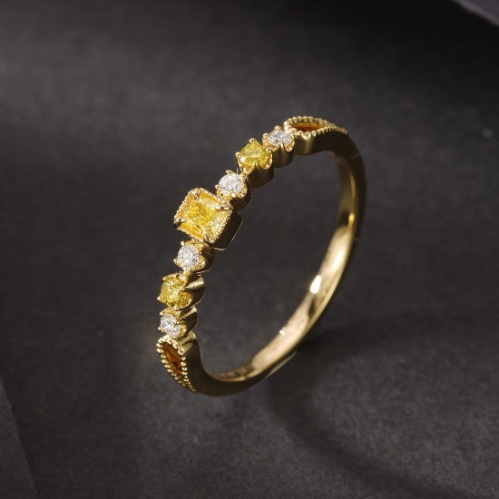 14k Gold 0.25 Ctw Natural Yellow Diamond & Diamond Ring