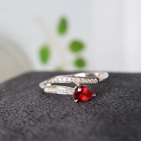 14k Gold 0.49 Ctw Vivid Red Natural Ruby & Diamond Ring
