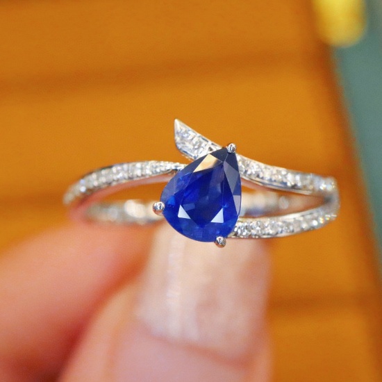 14k Gold 0.74 Ctw Natural Sapphire & Diamond Ring