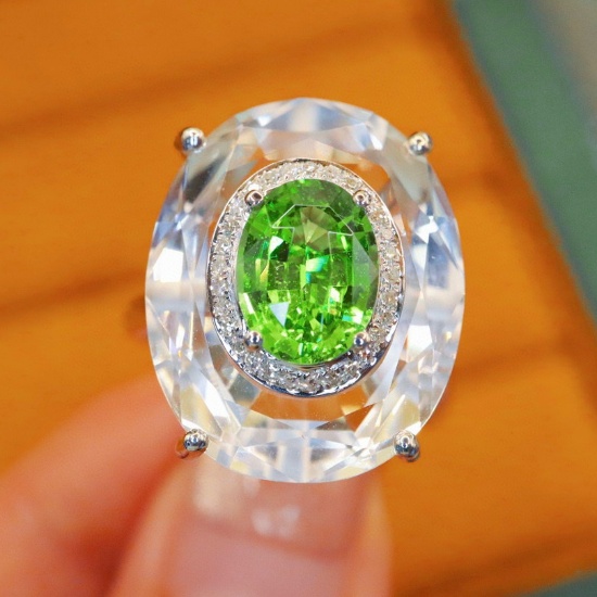 14k Gold 1.66 Ctw Natural Tsavorite & Diamond Ring