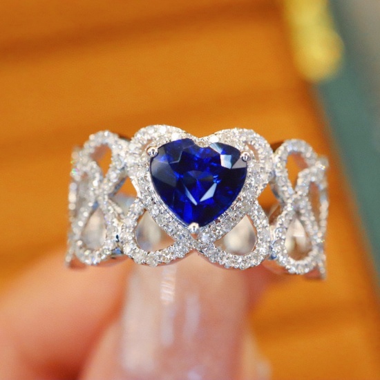 14k Gold 1.67 Ctw Natural Sapphire & Diamond Ring
