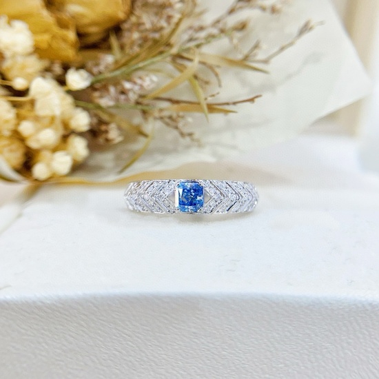 14k Gold 0.41 Ctw Natural Blue Diamond & Diamond Ring