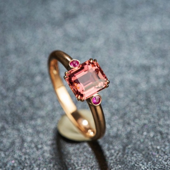 14k Gold 1.73 Ct Natural Tourmaline & Ruby Ring