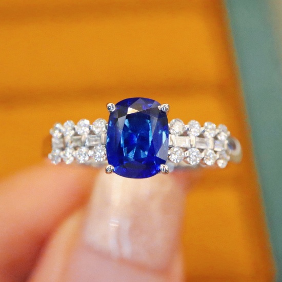 14k Gold 1.46 Ctw Natural Sapphire & Diamond Ring