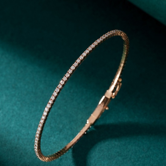 14k Gold 0.93 Ct Natural H Diamond Bangle