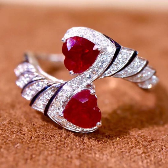 14k Gold 1.07 Ctw Vivid Red Natural Ruby & Diamond Ring
