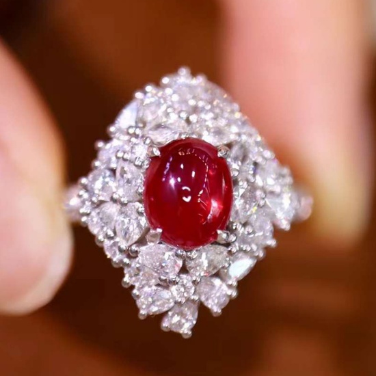 14k Gold 2.98 Ctw Natural Ruby & Diamond Ring