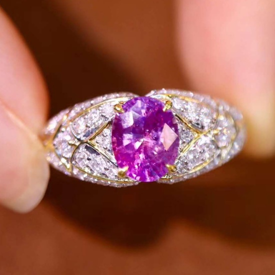14k Gold 1.52 Ctw Natural Sapphire & Diamond Ring