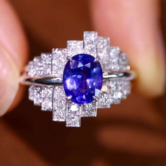 14k Gold 1.89 Ctw Natural Sapphire & Diamond Ring