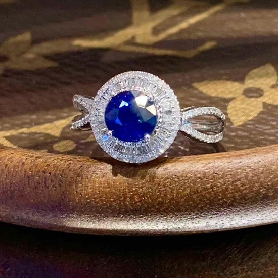 14k Gold 1.5 Ct Natural Sapphire & Diamond Ring
