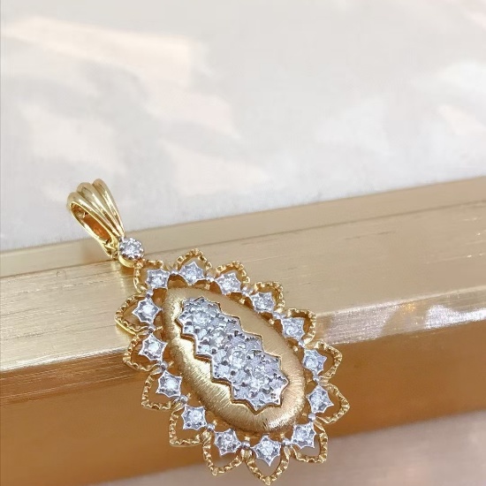 14k Gold 0.18 Ct Natural H Diamond Pendant( Without Chain )